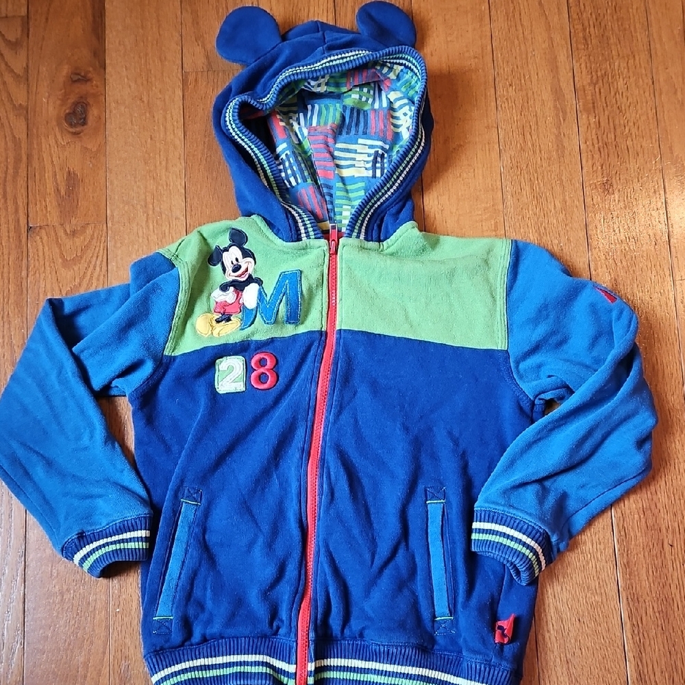 Disney Kids Blue and Green Hoodie with Mickey Mouse